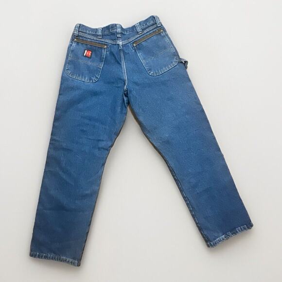 Wrangler Riggs Pants Men 34X32 Blue Denim Jeans Workwear Carpenter Reinforced - Picture 3 of 10